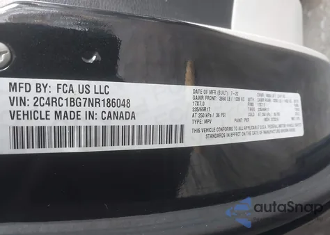 2022 Chrysler Pacifica Touring L from USA, damaged, VIN 2C4RC1BG7NR186048